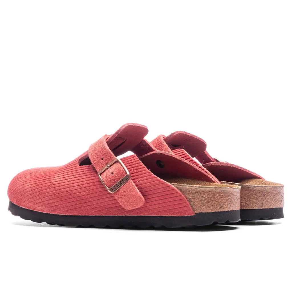 Women's Narrow Boston Suede Embossed - Sienna Red